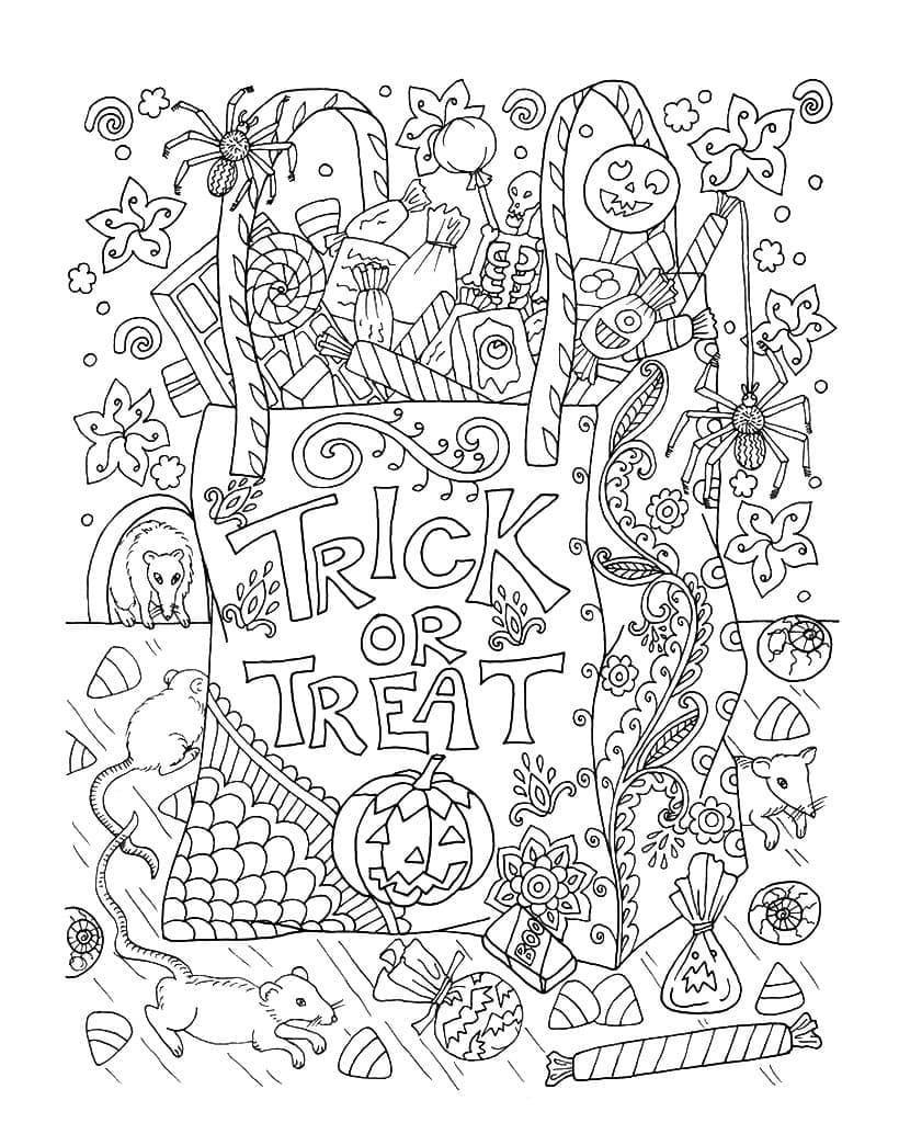 Trick or Treat Antistress coloring page - Download, Print or Color ...