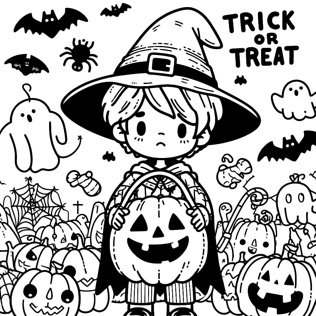 Trick or Treat for Toddler coloring page