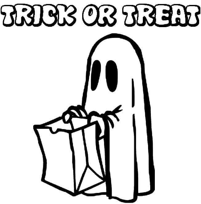 Trick or Treat Ghost coloring page