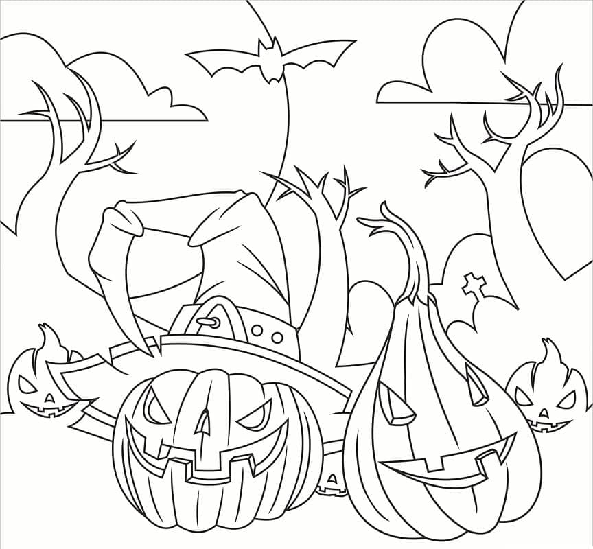 Two Halloween Pumpkins Coloring Page - Download, Print Or Color Online 