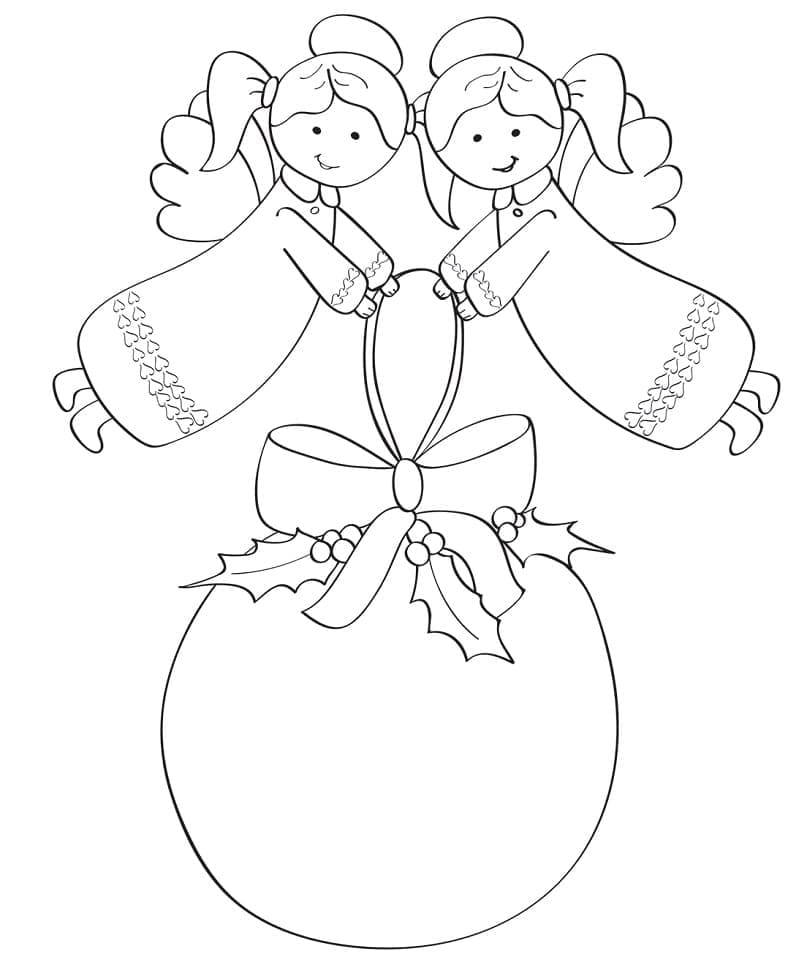 Two Little Christmas Angels coloring page