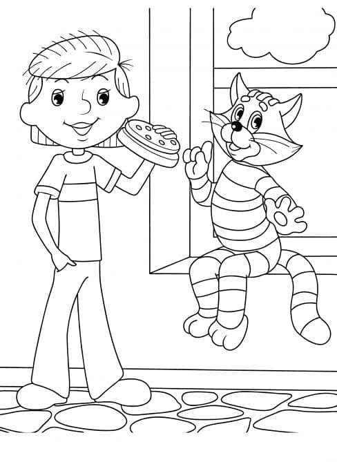 Uncle Fyodor and Matroskin the Cat coloring page - Download, Print or ...
