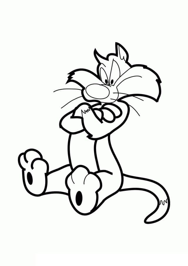 Unhappy Sylvester the Cat coloring page