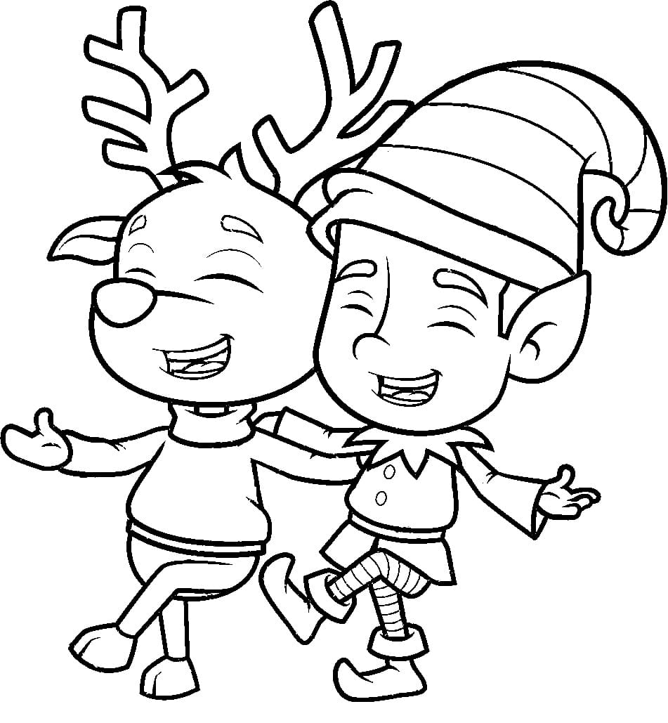 Very Cute Reindeer and Christmas Elf