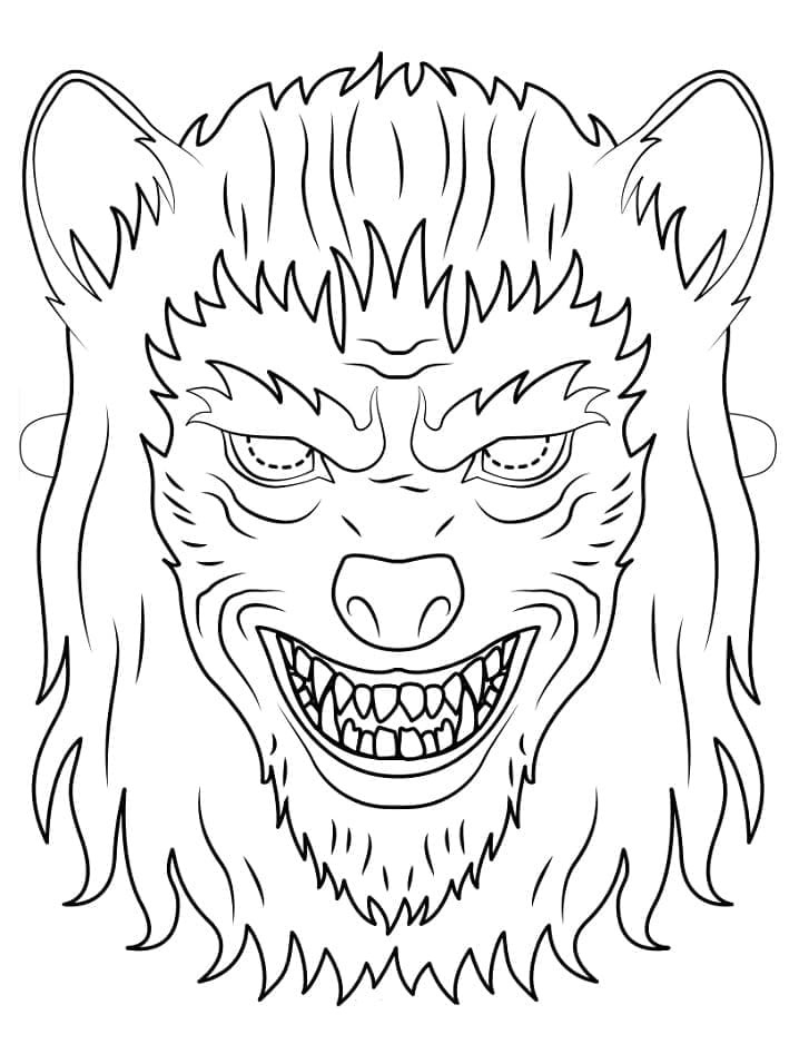 Werewolf Halloween Mask coloring page - Download, Print or Color Online ...