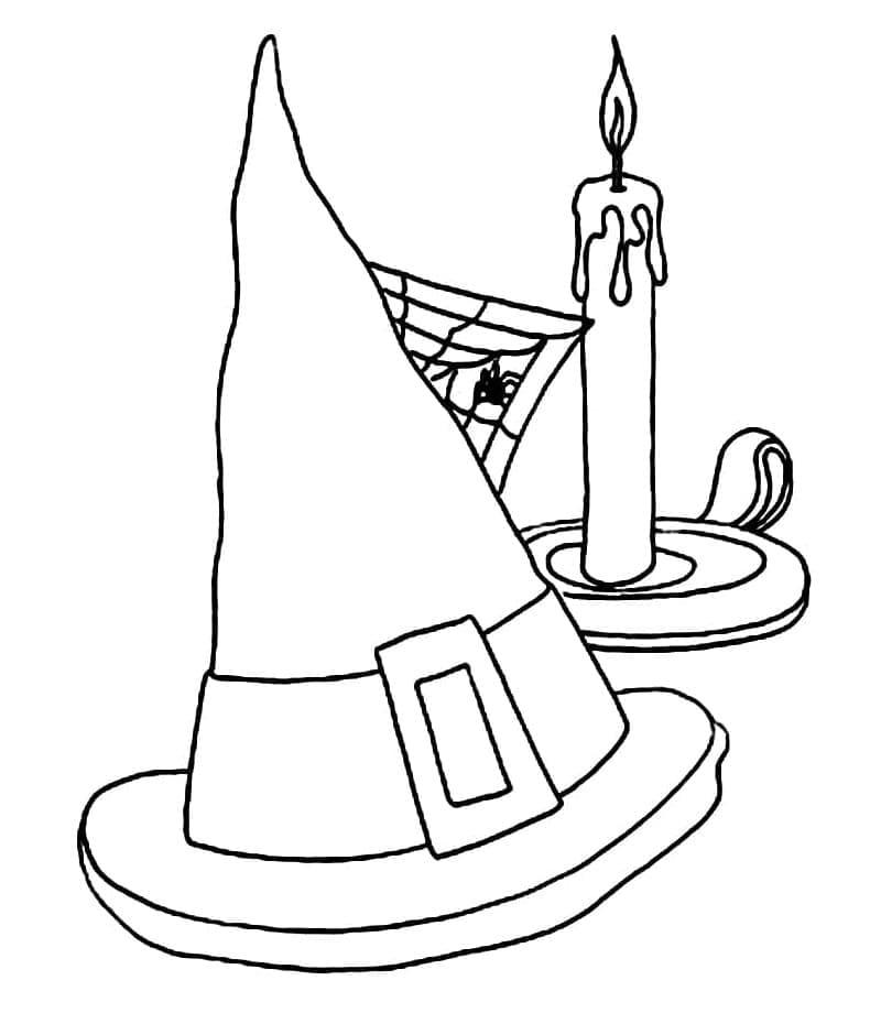 Witch Hat and Candle coloring page