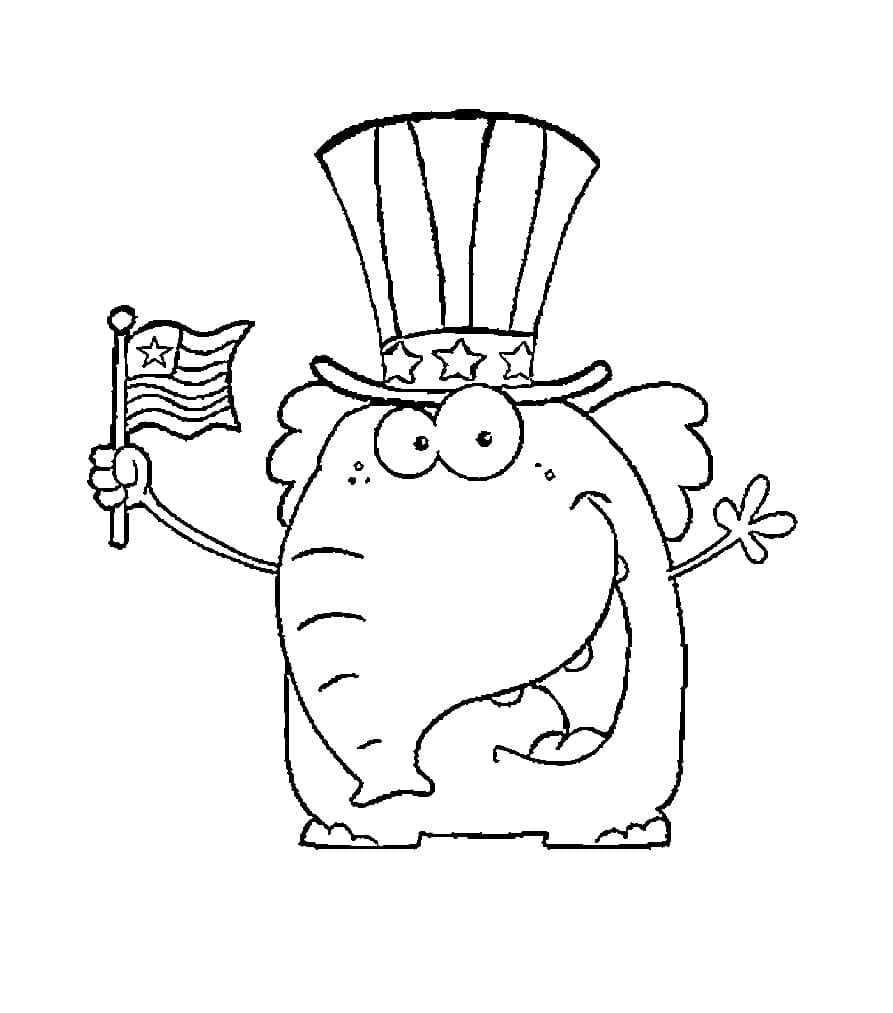 4th of July Elephant coloring page