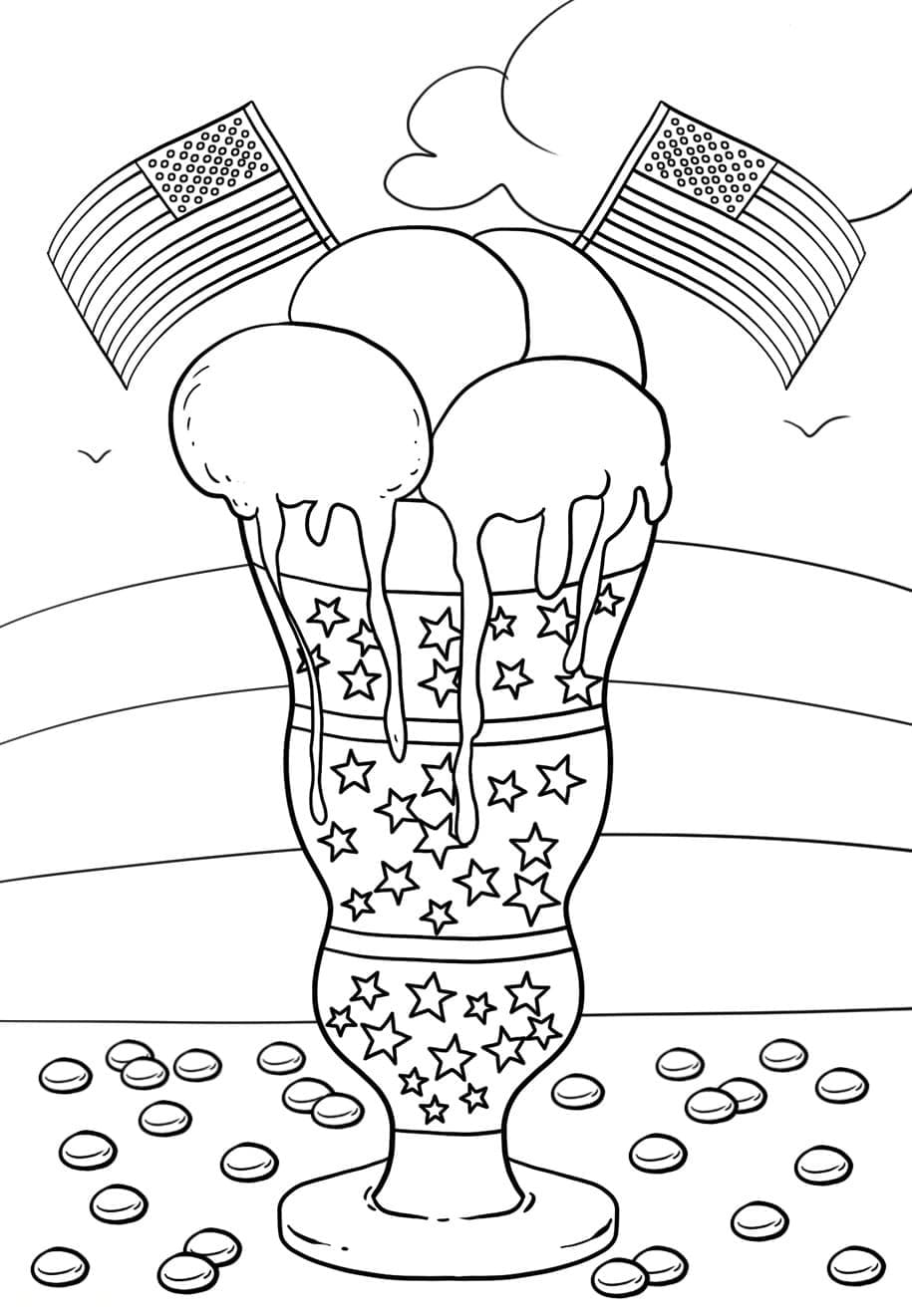 4th of July Ice Cream coloring page