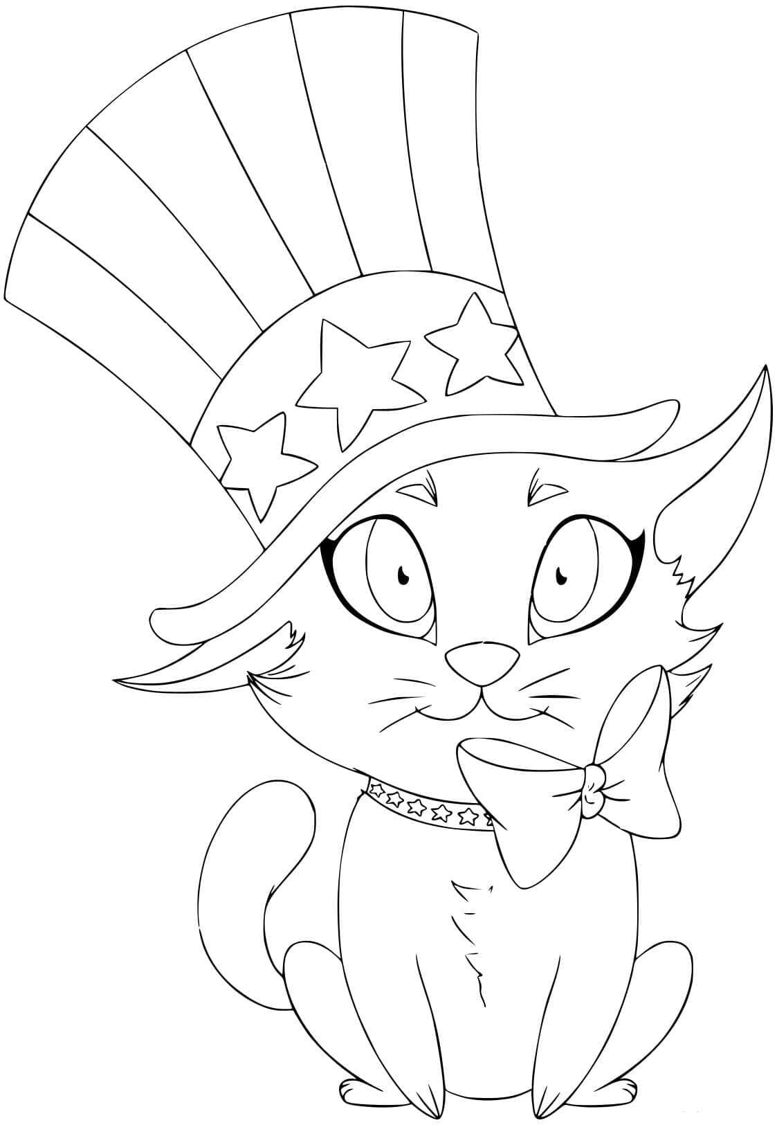 4th of July Kitten coloring page