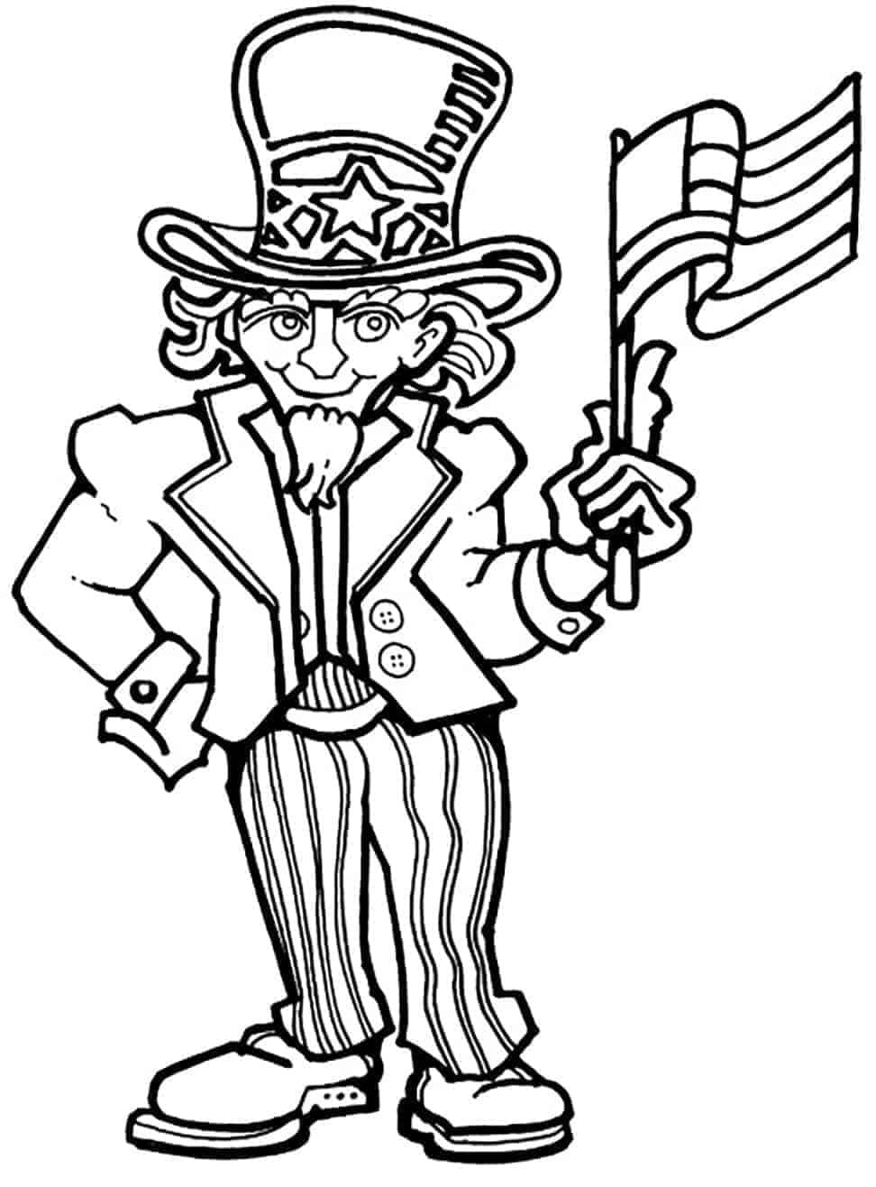 4th of July Uncle Sam coloring page