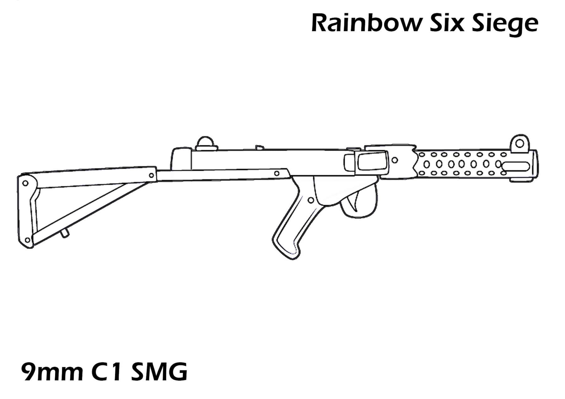 9mm C1 SMG Gun coloring page - Download, Print or Color Online for Free