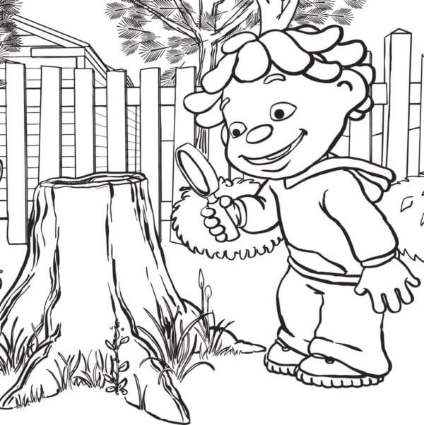 An Inquisitive Boy Explores The World Around Him coloring page