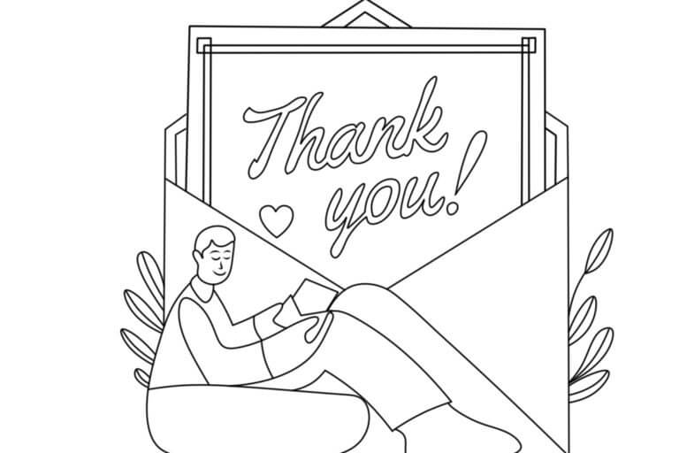 Card Thank You coloring page