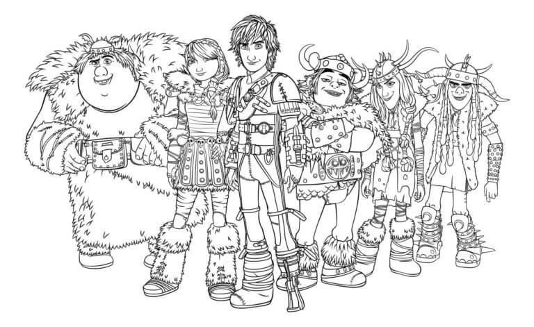 Cartoon Viking Characters coloring page