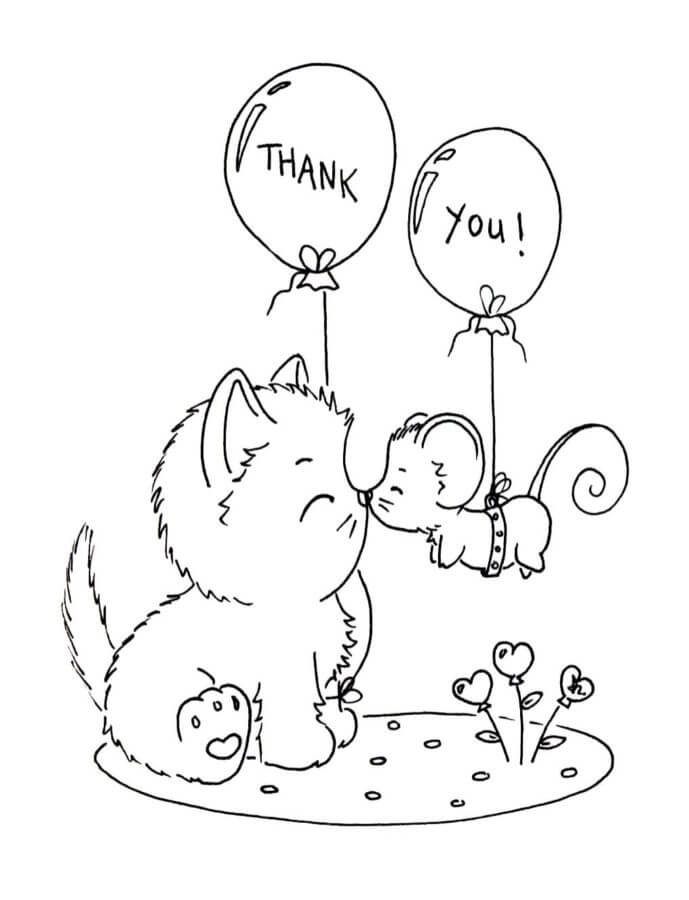 Cat With Mouse coloring page