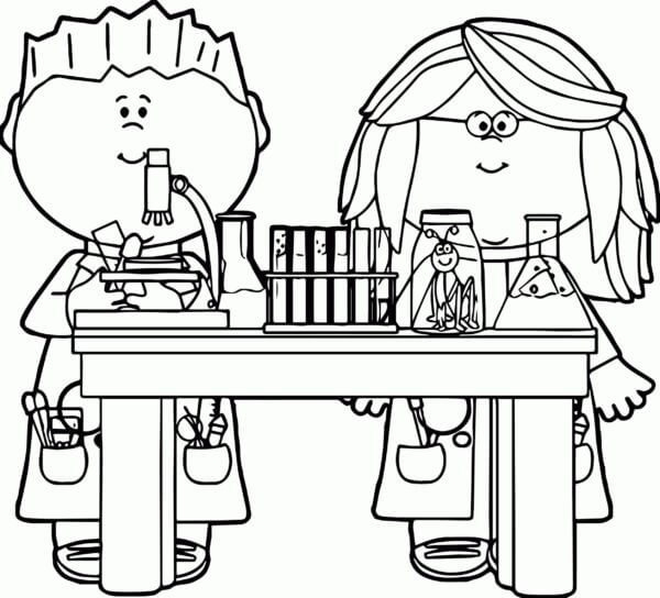 Curious Kids Experiment coloring page