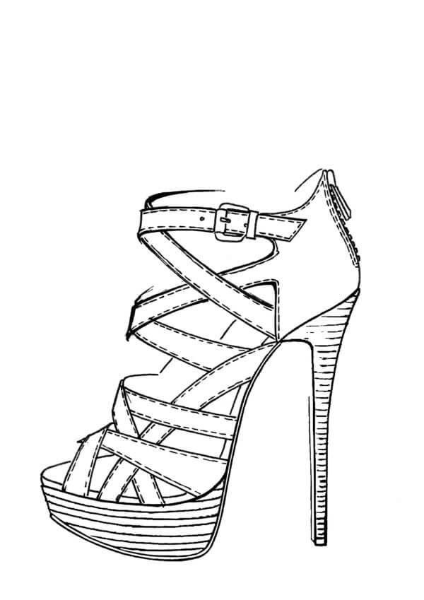 Elegant Sandals With High Heels coloring page