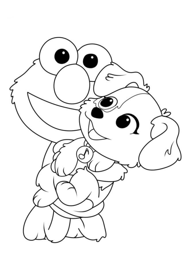 Elmo Holding Puppy