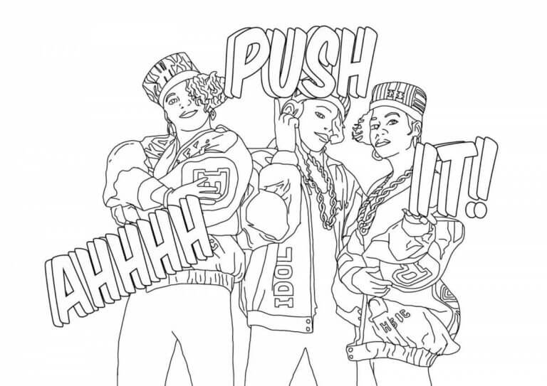 Fashionable Rap Group of Girls coloring page