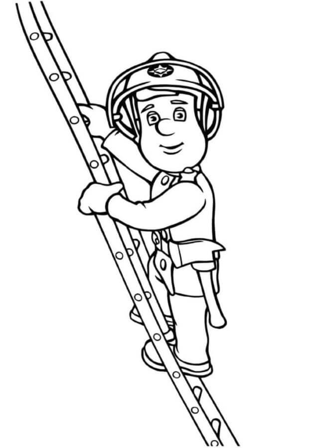 Fireman Climbing up The Ladder coloring page - Download, Print or Color ...