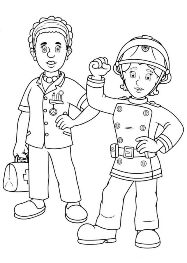Girl Firefighter And Doctor coloring page - Download, Print or Color ...