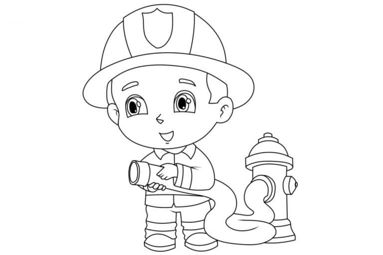 Little Firefighter coloring page