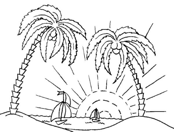 Palm Trees At Sunset coloring page - Download, Print or Color Online ...