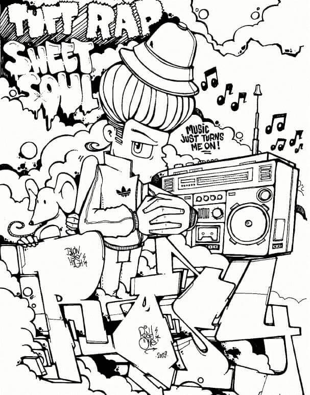 Rapper Hip Hop coloring page