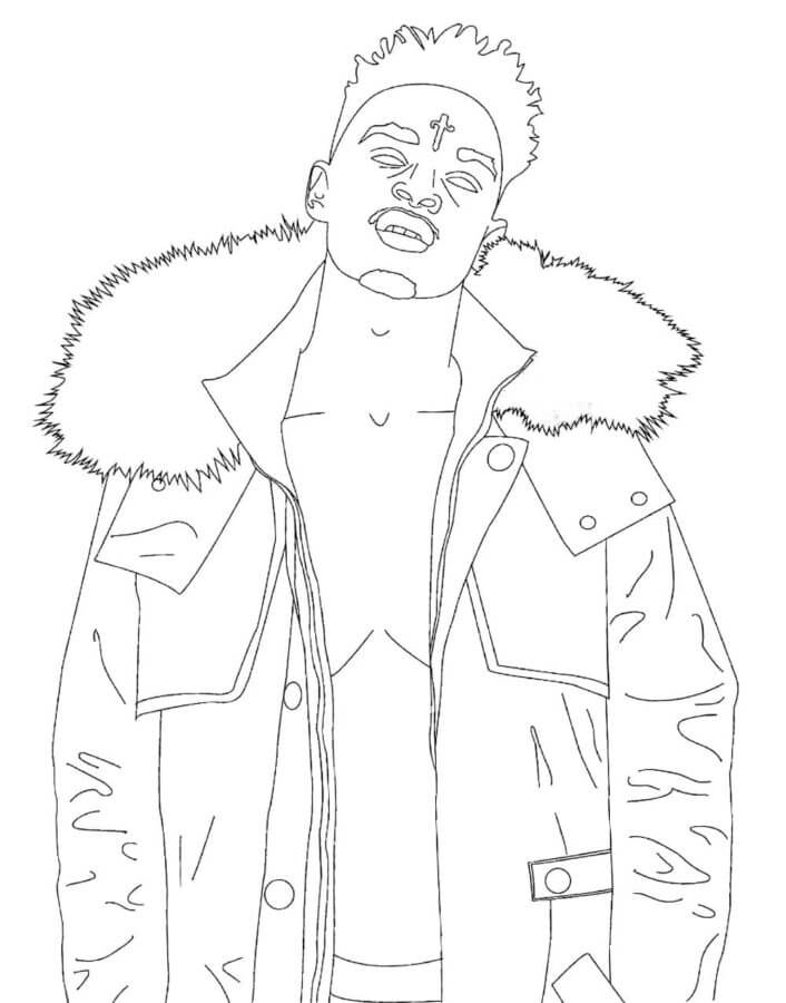 Rapper Wearing Jacket coloring page