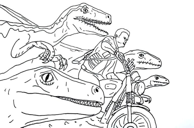 Rushing on a Motorcycle coloring page