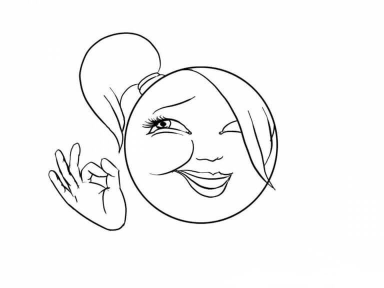 Smiles And Shows a Gesture coloring page