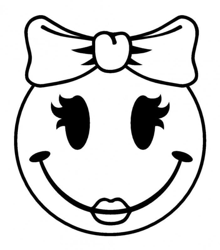 Smiley Face With Bow coloring page - Download, Print or Color Online ...