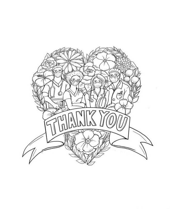 Thank You In The Shape of a Heart coloring page