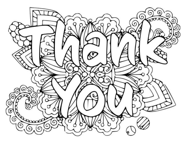 Thank You With Flower coloring page