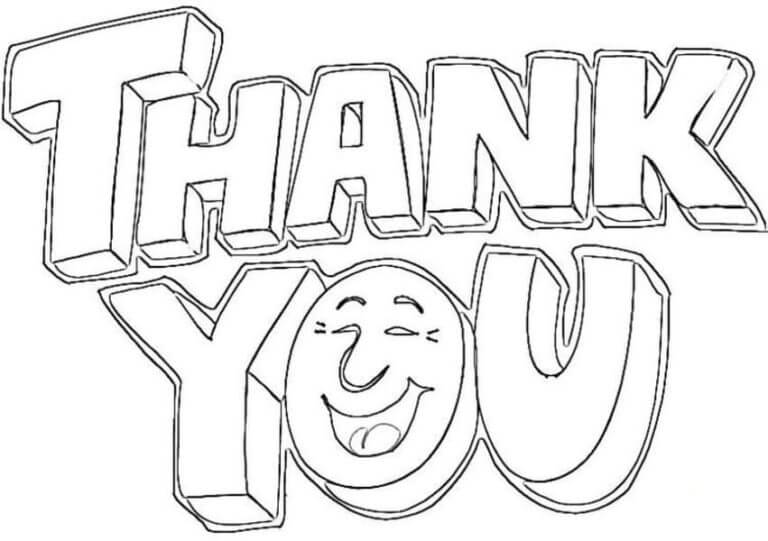 Thank you With Smiley coloring page