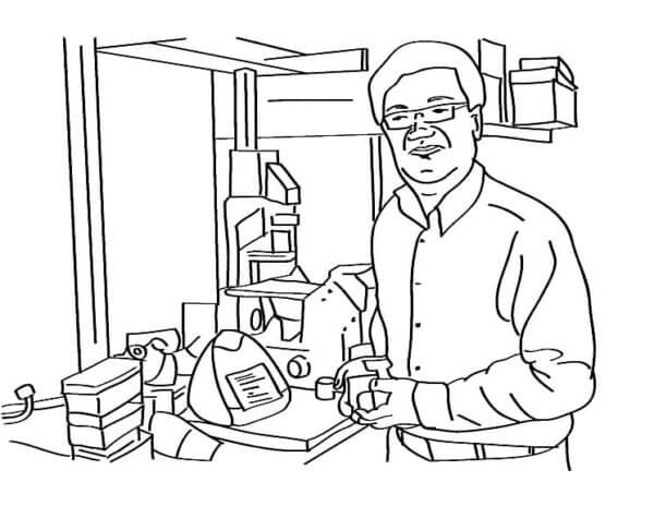 The Professor is Engaged in Inventions coloring page