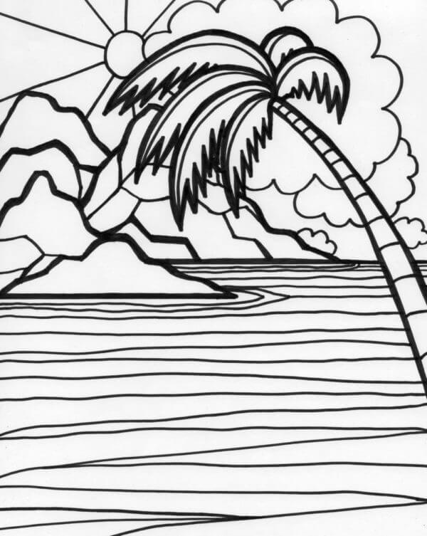 The Setting Sun coloring page