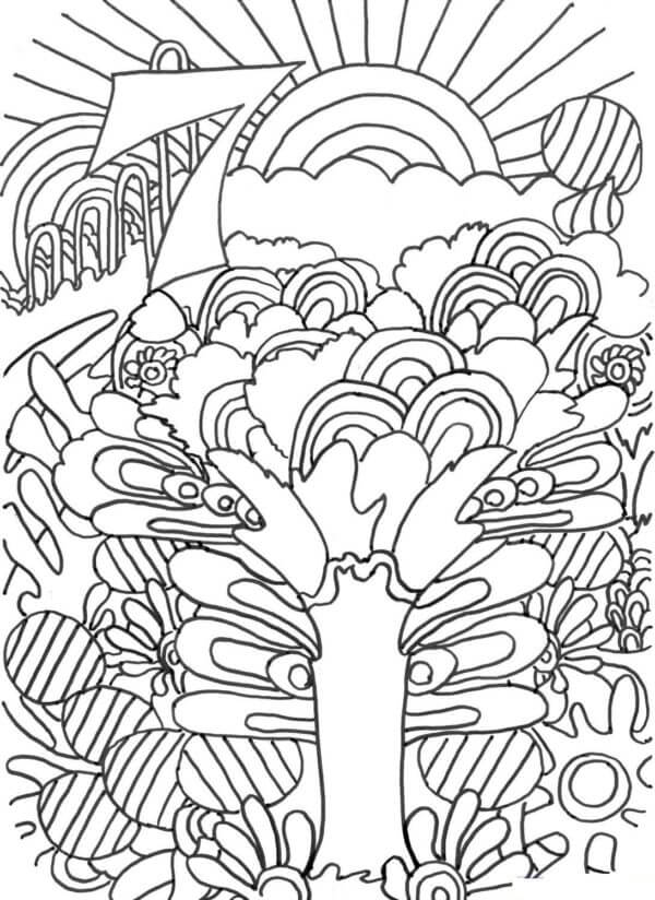 The Sun Goes Into The Clouds coloring page