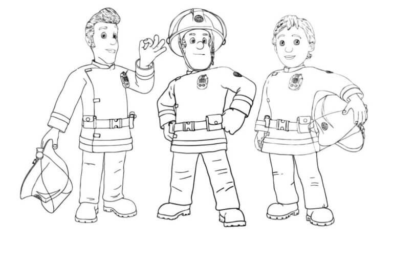 Three Firemen coloring page - Download, Print or Color Online for Free