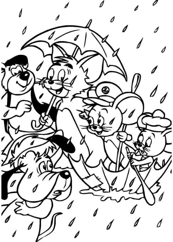 Tom, Jerry And Their Friends Are Rolling in The Puddles