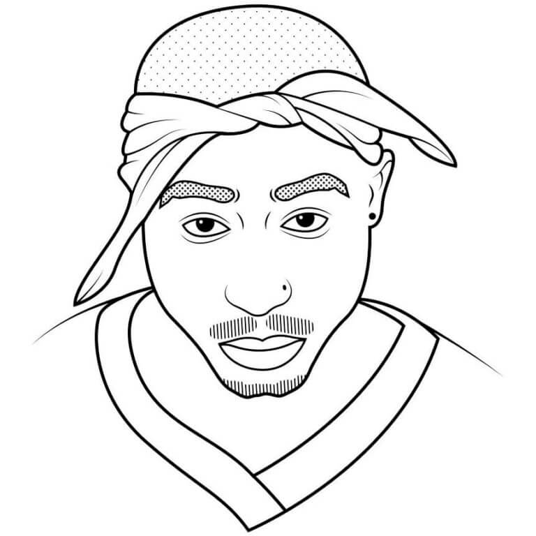 Tupac Shakur With a Bandana on His Head coloring page - Download, Print ...