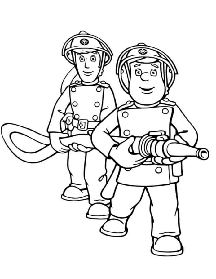 Two Brave Firefighters To Eliminate The Fire coloring page - Download ...