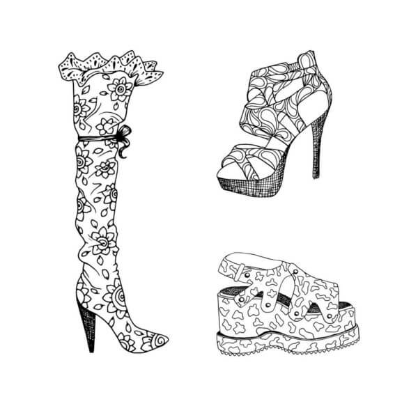 Unique Designer Women’s Shoes coloring page