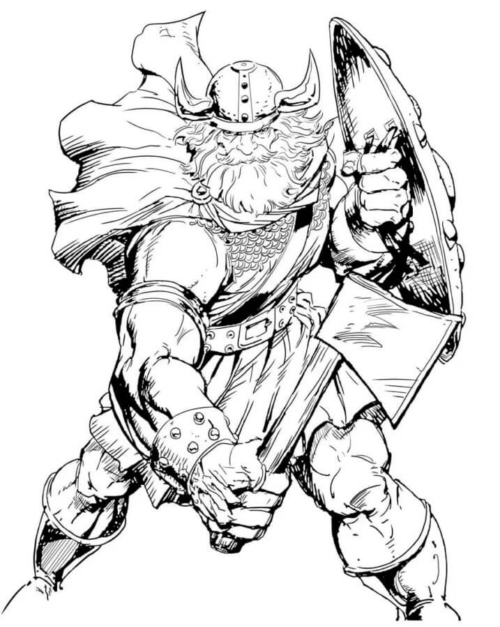 Viking On The Attack coloring page