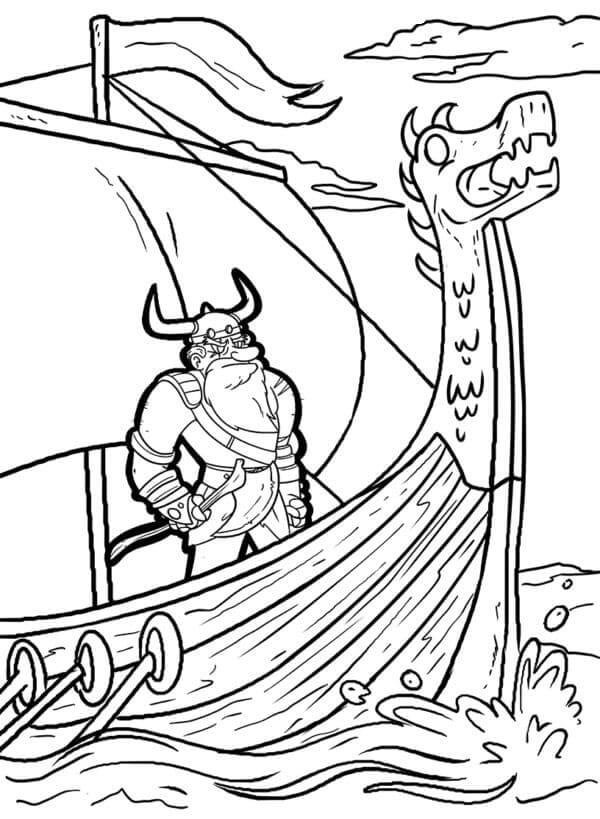 Viking on Boat coloring page - Download, Print or Color Online for Free