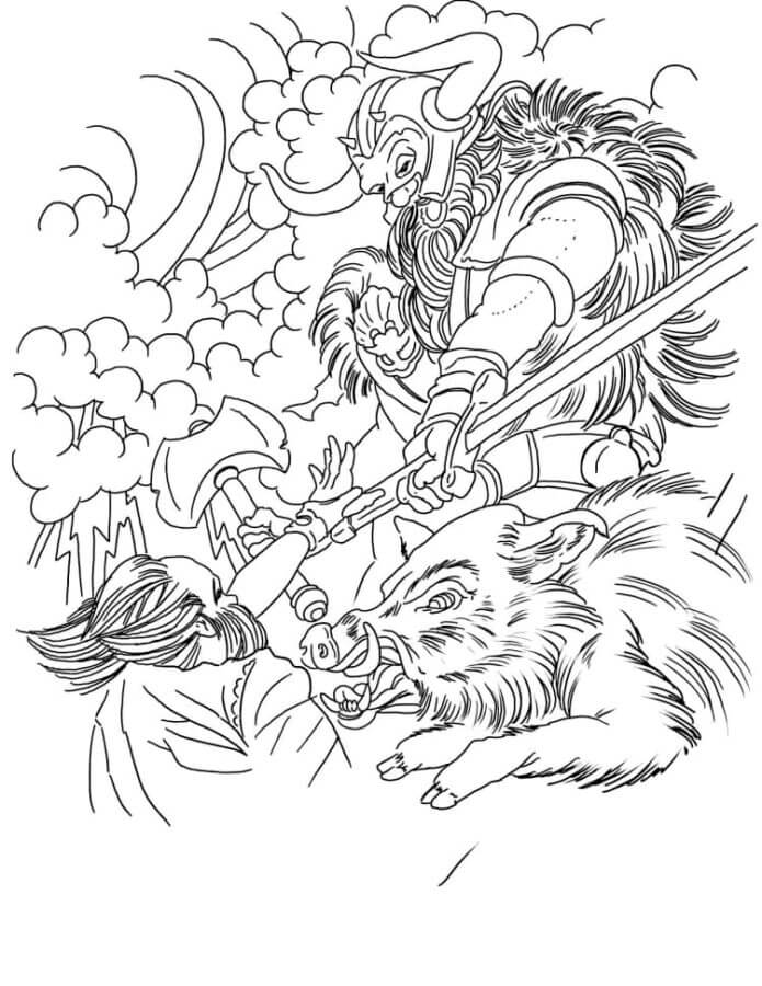 Vikings Battle coloring page