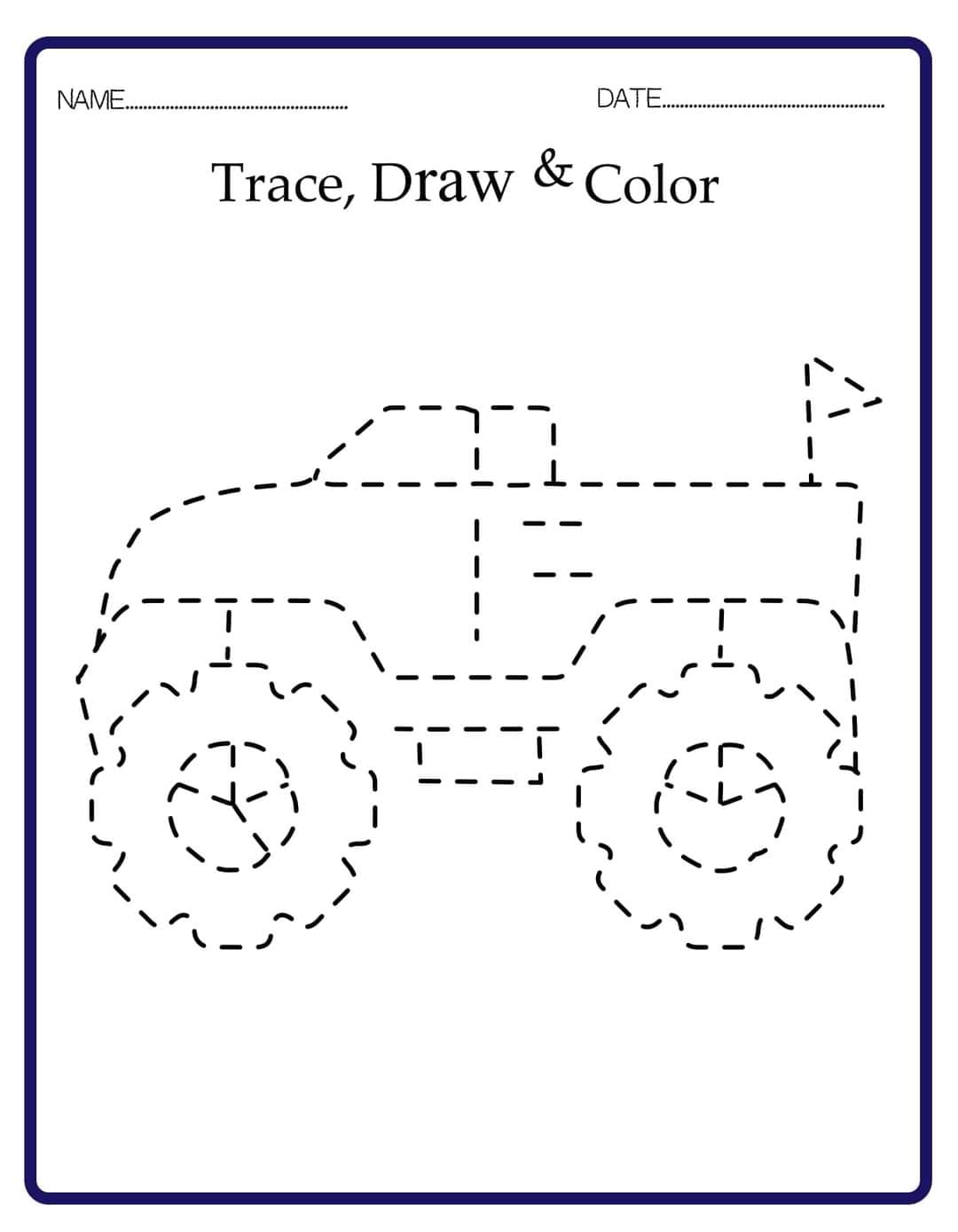 A Big Monster Truck Tracing coloring page