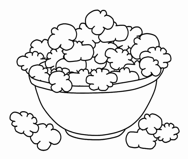 A Bowl Of Popcorn coloring page