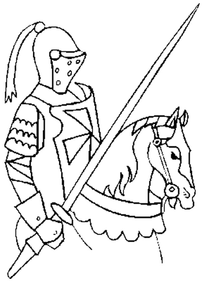 A Knight on Horse coloring page - Download, Print or Color Online for Free
