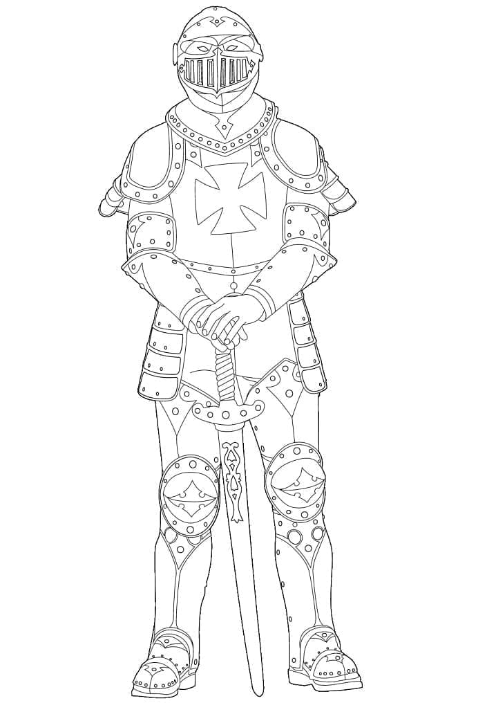 A Medieval Knight coloring page